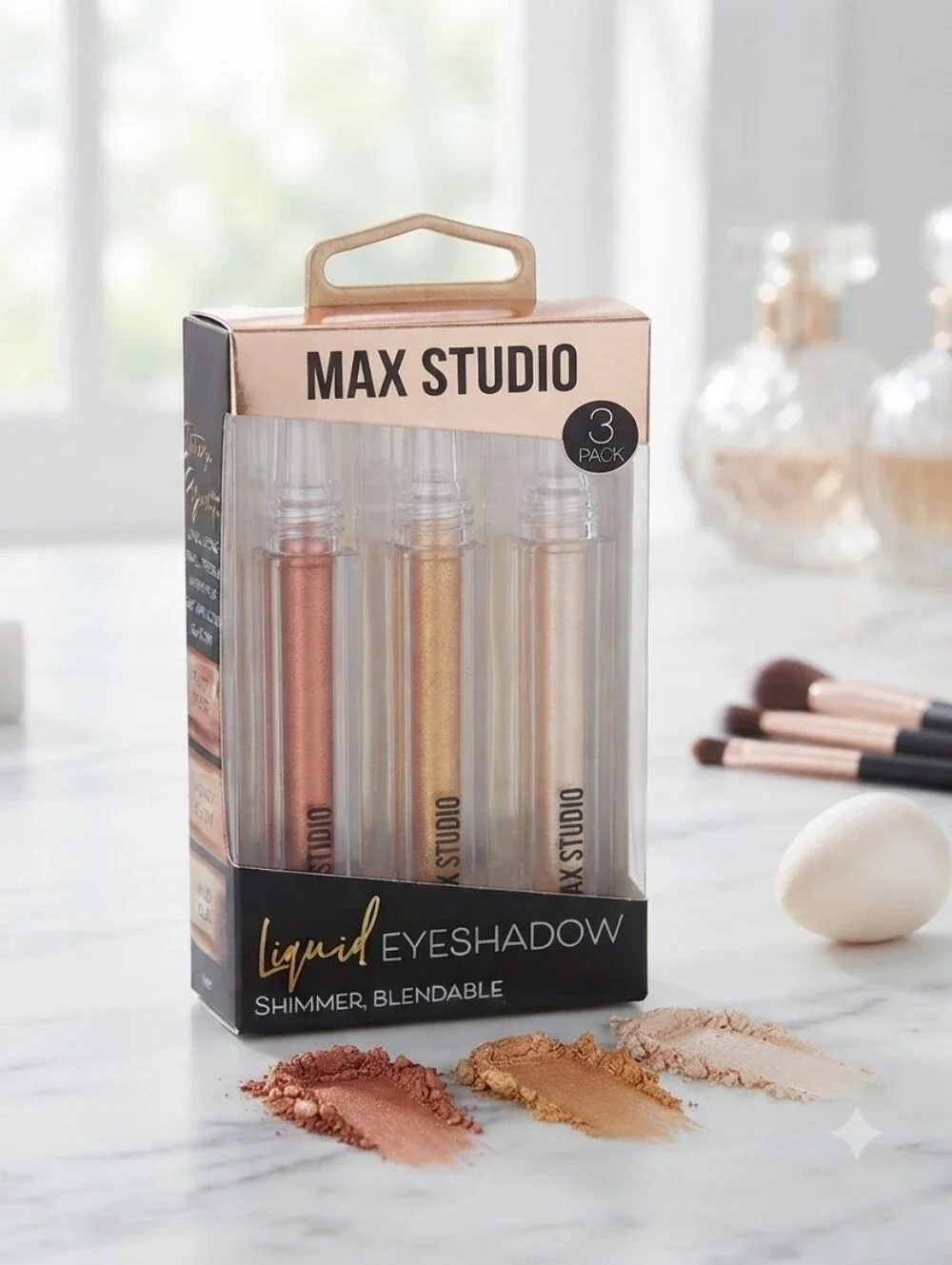 Max Studio Liquid Eyeshadow Trio — Copper, Gold & Champagne Shimmers